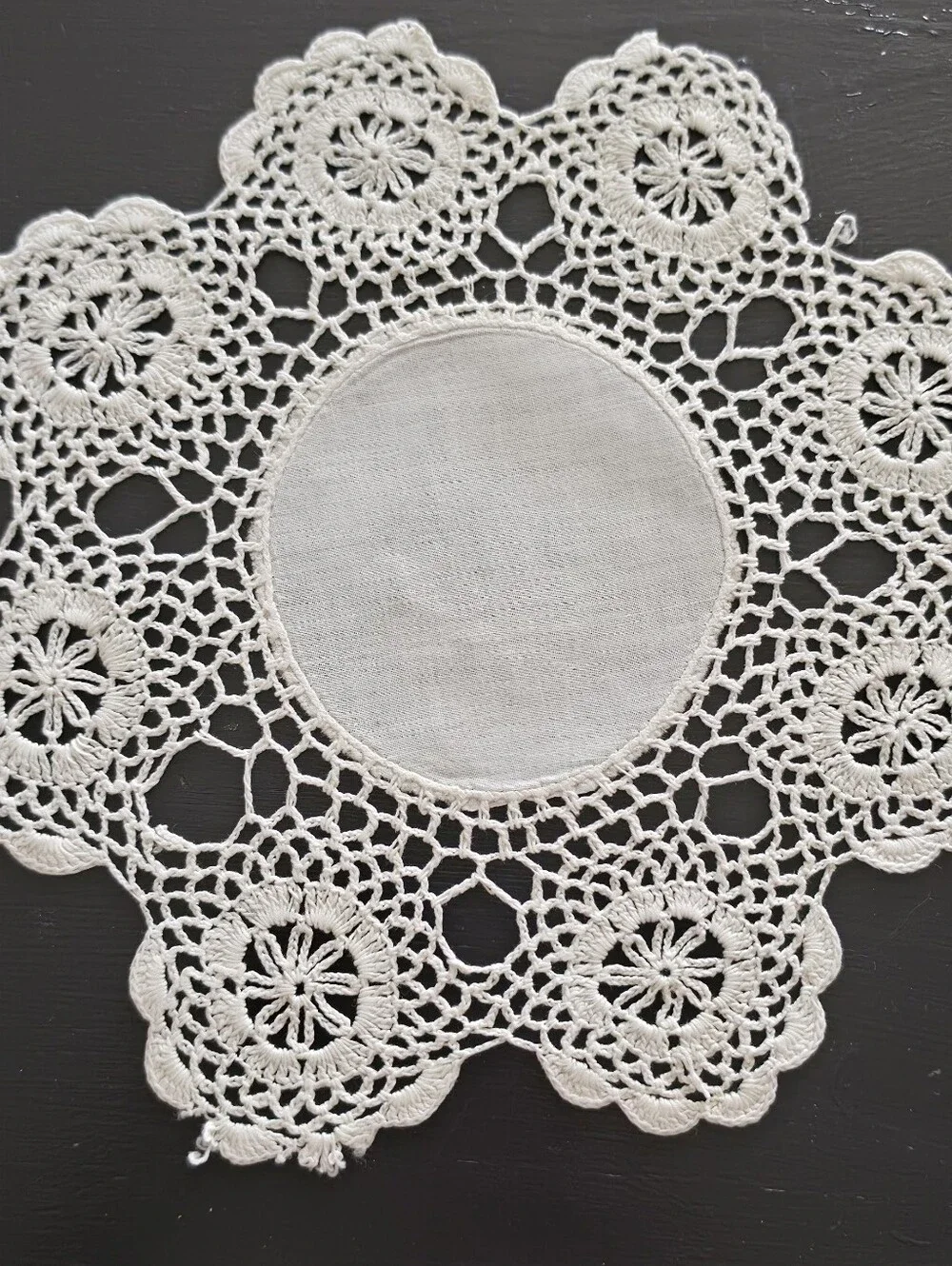 Vintage Cream Crochet Lace Doily - Intricate Circular Design